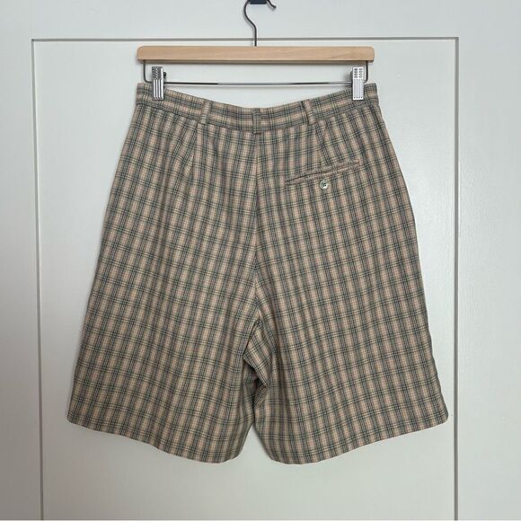 Vtg David Smith Womens Walking Shorts Size 10 Beige Plaid High Waist Made In USA - Picture 5 of 13